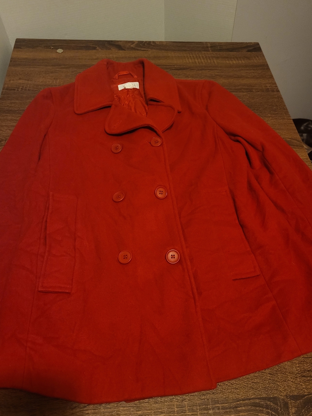 Barney's Red Double-Breasted Cashmere/wool Blend Peacoat